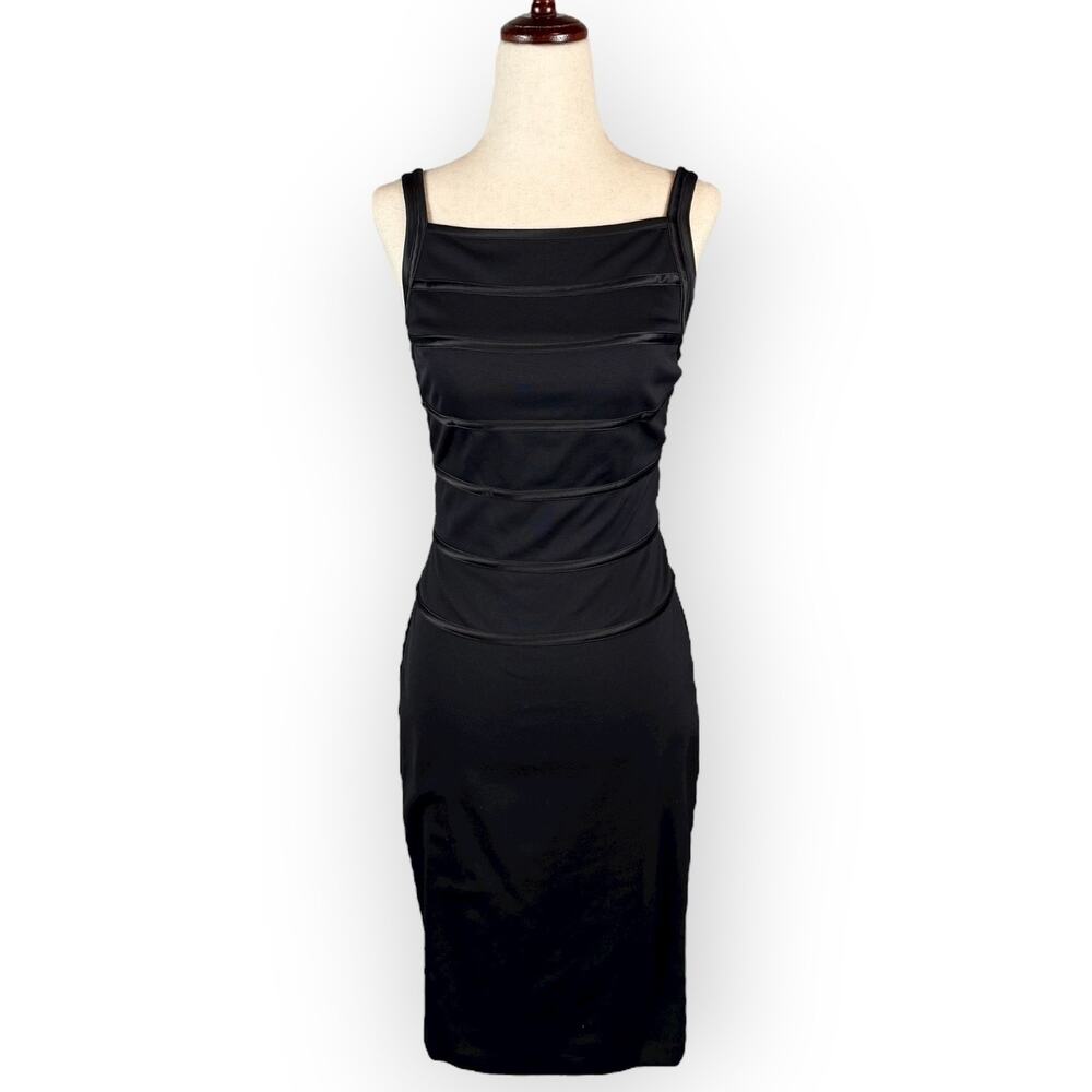 White House Black Market Black Square Neck Women's Bodycon Midi Dress Size 4